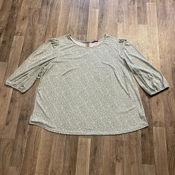 Adrianna Papell Green Floral Blouse Size 2X - Picture 1 of 7